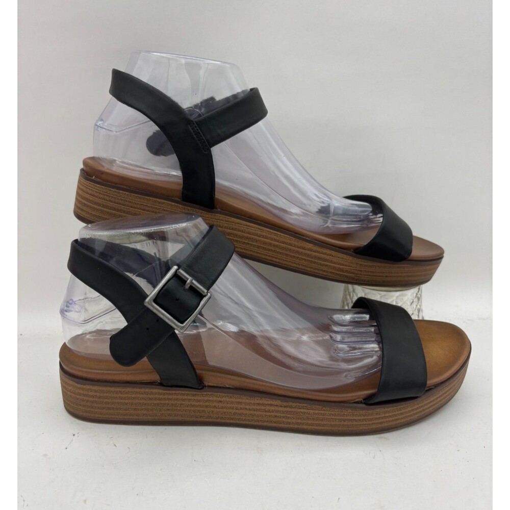 Rock & Candy by Zigi Women's Size 8 Black Platform Sandals Ankle Strap Wedge